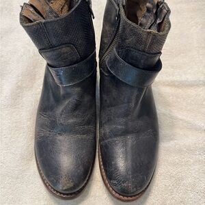 Bed Stu Black Ankle Boots with Distressed Leather